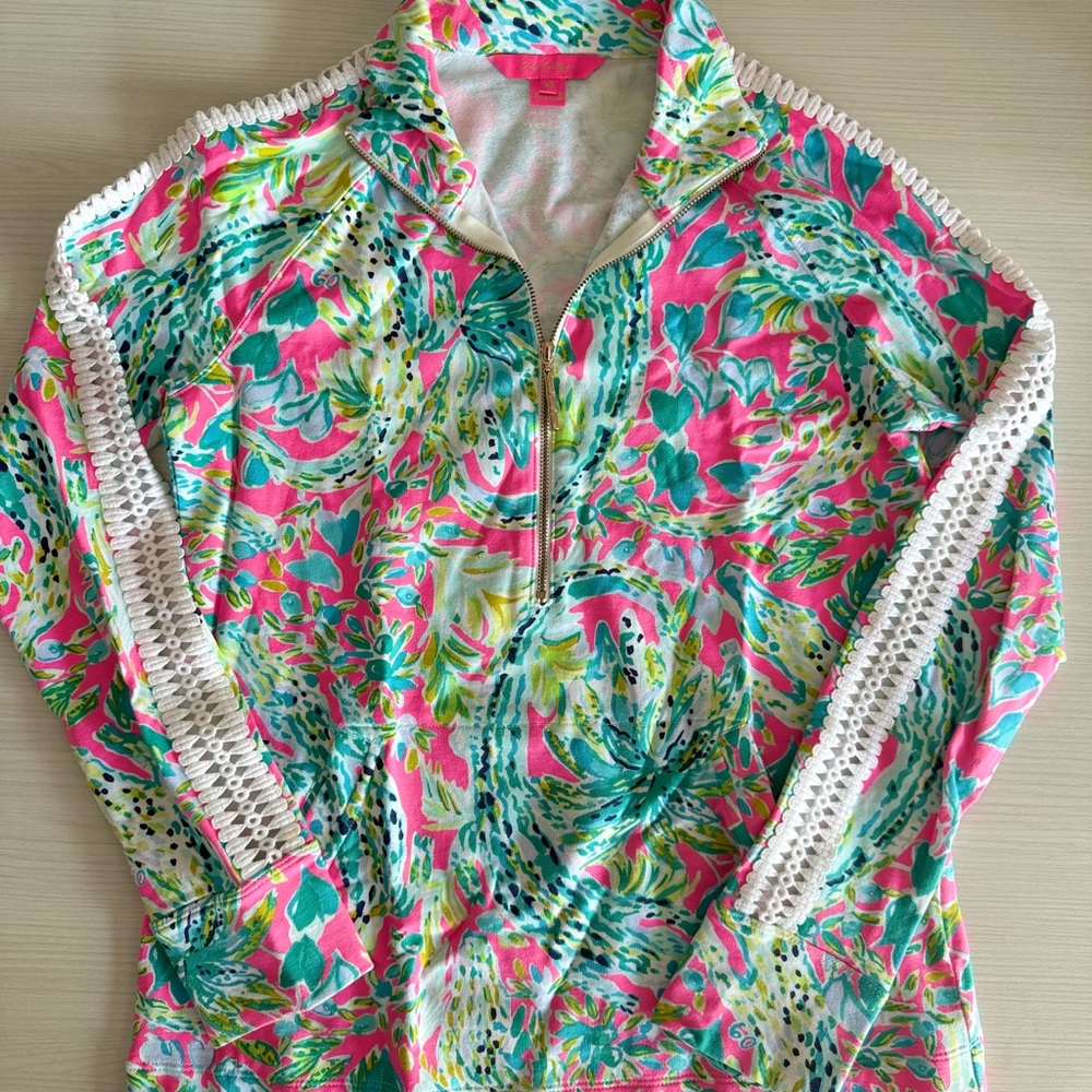 New Lilly Pulitzer Skipper Popover Snap Back Alligator Print small